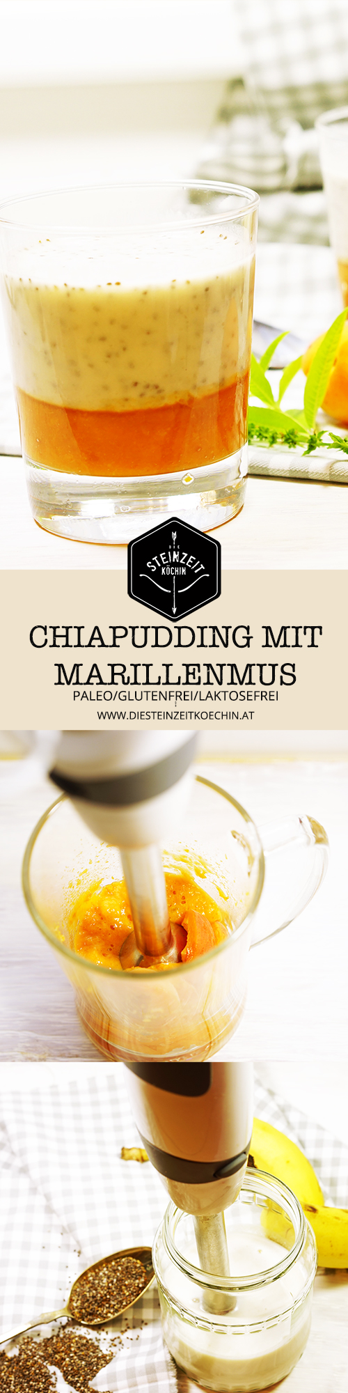 Chiapudding mit Marillenmus, Frühstück, gesund, zum Abnehmen, schnelles gesundes Frühstück, Paleo, ohne Zucker, laktosefrei, ohne Milchprodukte, keine Kohlenhydrate, gesund, ideal und fit und schlank zu werdnen.