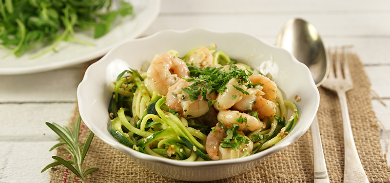 Elke Eisner - Zucchini-Nudeln mit Majoran-Shrimps-Sauce