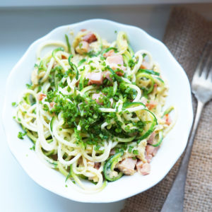 Zucchini-Nudeln alla Carbonara  - Koch-Rezepte Elke Eisner Steinzeitköchin Paleo