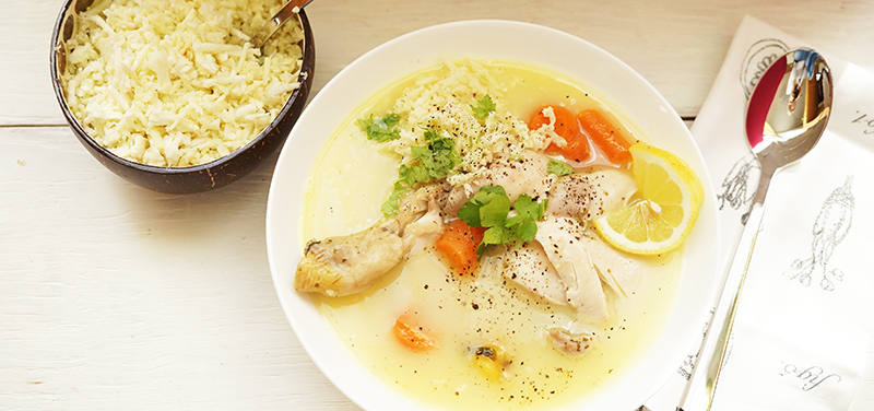 Elke Eisner - Griechische Eier-Zitronensuppe mit Huhn und Karfiol-Reis