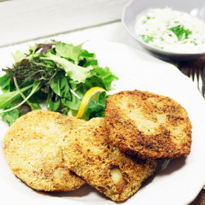 Sellerie-Schnitzel mit Meerrettich-Schnittlauchsauce