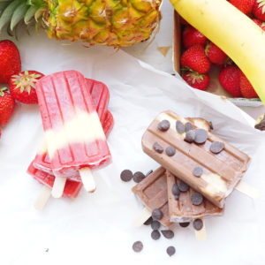 Popsicles – Erdbeere-Ananas und Schoko-Banane